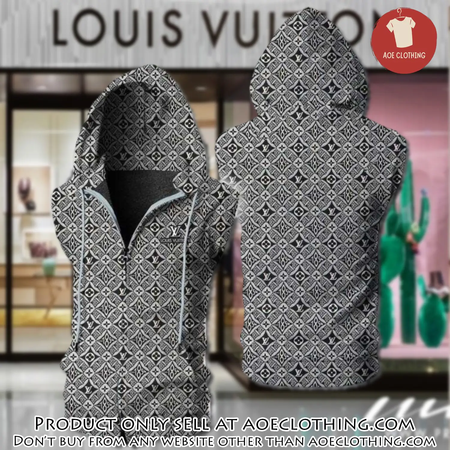 Louis vuitton grey unisex sleeveless zip up hoodie luxury for men women szh015 aoe1950954